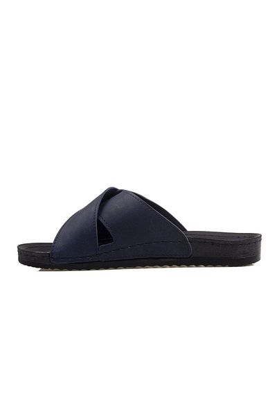 ARYAN Men's Cross Belted Slippers Navy Blue