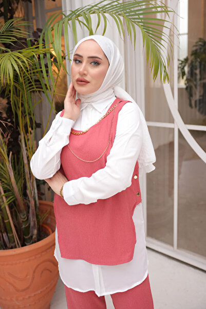 İmajButik Powder Side Button Pendant Triple Wrinkled Set