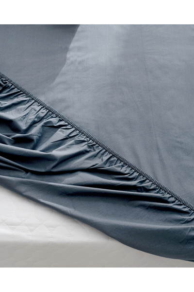 Madame Coco Manon Double 100% Cotton Ranforce Fitted Sheet - Dark Blue
