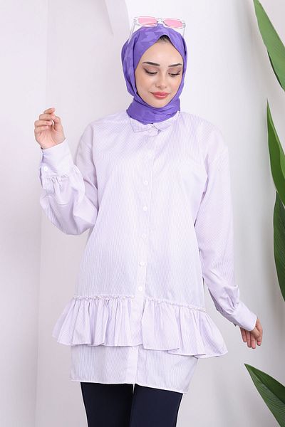 İmajButik Lilac Striped - Pearl Skirt Tunic