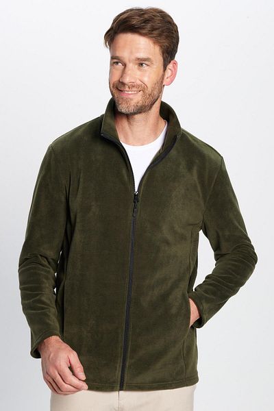 Tudors Unisex Χακί Ζακέτα Fleece με πλήρη εφαρμογή με φερμουάρ, ανθεκτική στο κρύο