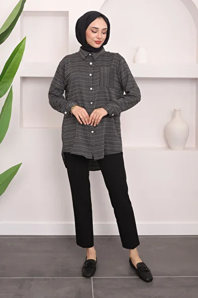 İmajButik قميص جيب أسود مخطط