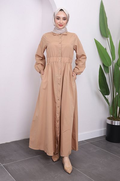İmajButik Μπισκότα - Ελαστικό φόρεμα με μανίκια και μέση