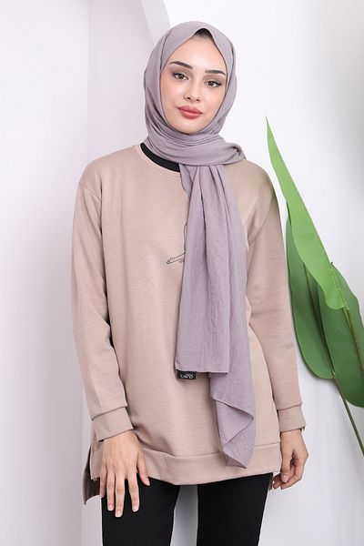 İmajButik Βιζόν Crew Neck Side Slit Sweat