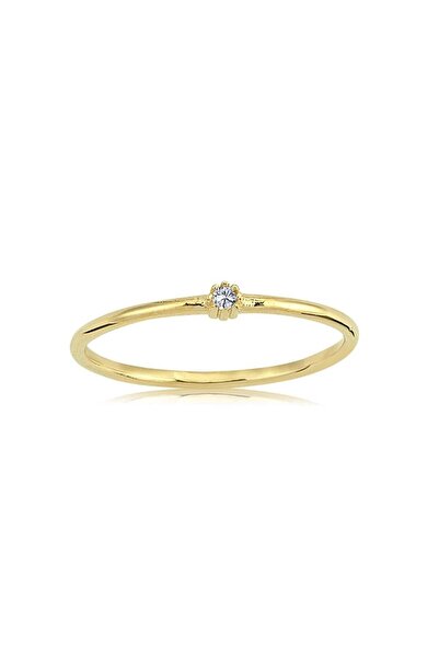 FasekGold 0,05 CT Pırlanta (Signity) Taşlı Minimal İnce Tel 925 Ayar Gümüş Yü...