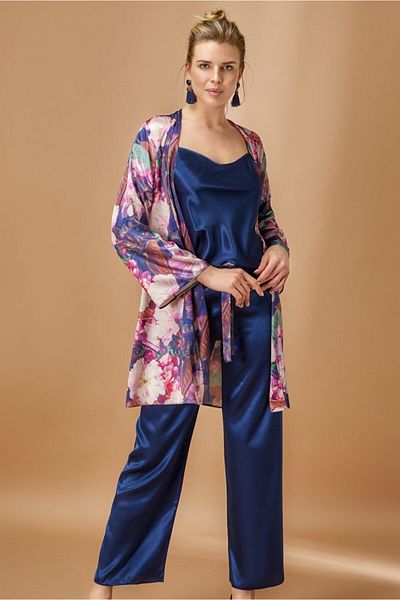 nurtex Costum de pijama din SATIN NURTEKS ALBASTRU ÎNCHIS (5951)