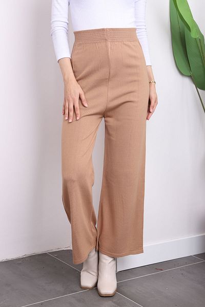 İmajButik Πλεκτό παντελόνι με ψηλόμεσο μπισκότο