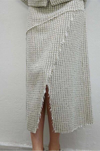 AURA BEA TÜVİT MİDİ BOY ETEK BEYAZ