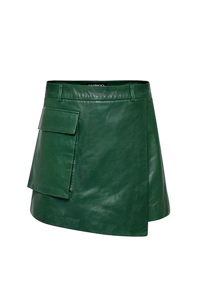 Derimod Green Zen Women's Leather Shorts Skirt - 24SGD5203VE