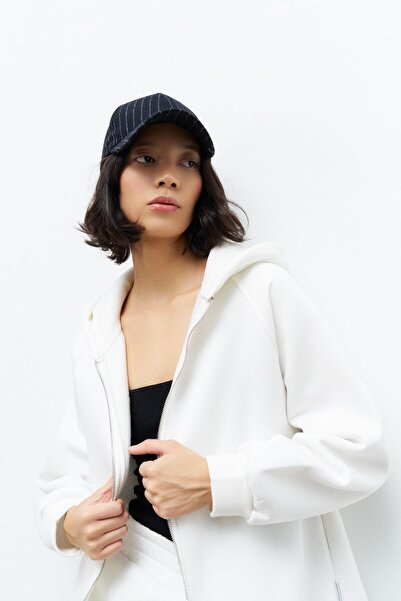 Basicpark Ecru Women's Pocket Label Detailed Hooded Fleece Inside Bottom Top Suit