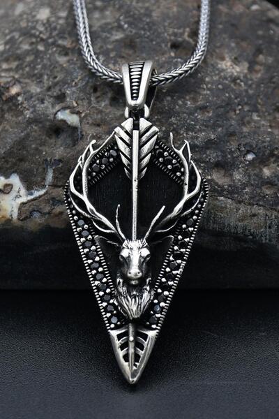 Prestige Geyik Figürlü 925 Ayar Erkek Gümüş Kolye Zincir