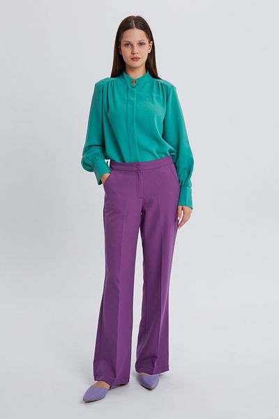 ALLDAY Dunkellila Hose mit weitem Bein und Taschen