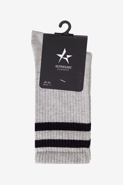 ALTINYILDIZ CLASSICS Men's Grey-Black Patternless Sports Socks