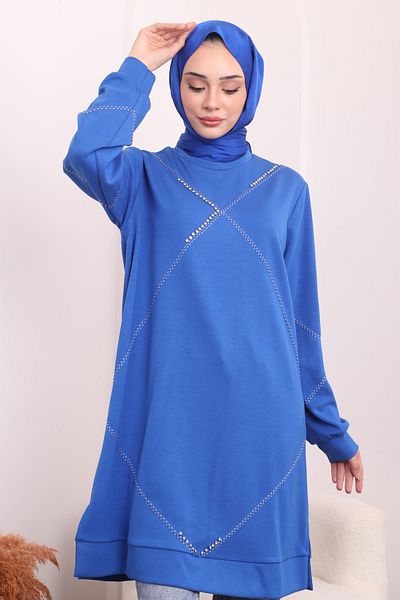 İmajButik Saks Μπλε Κεντημένο Oysh Tunic