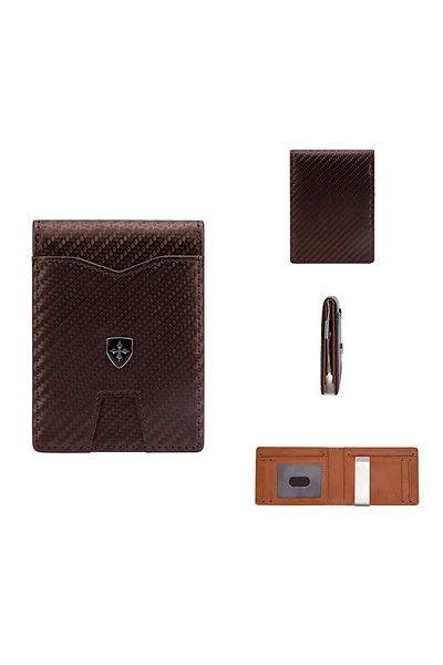 baellerry Men's Card Holder - Minimalist Rfid, Double Fold Leather, Multi-Card Wallet, Brown