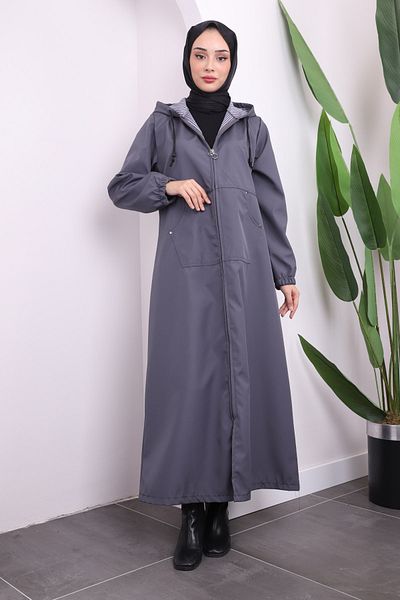 İmajButik Γκρι Καπάκι με φερμουάρ με κουκούλα