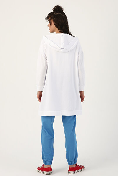 ALLDAY Beyaz Kapüşonlu Fermuarlı Sweat Hırka