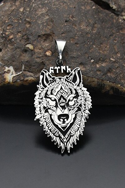 Prestige Bozkurt Göktürkçe Türk Yazılı Kolye Ucu 925 Ayar Gümüş