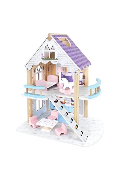Doğan Oyuncak Dünyası Muhteşem Merdivenli Ahşap Oyun Evi - Ahşap Tatil Evi - ...