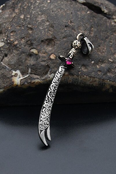 Prestige Hz. Ali ( Zülfikar Kılıcı ) Figürlü Kolye Ucu 925 Ayar Gümüş Kırmızı...