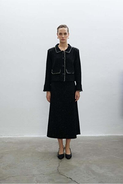 AURA BEA TÜVİT MİDİ BOY ETEK SİYAH