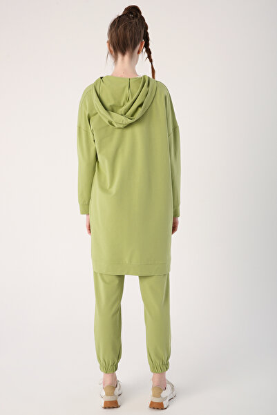 ALLDAY Açık Yeşil Kapüşonlu Fermuarlı Sweat Hırka