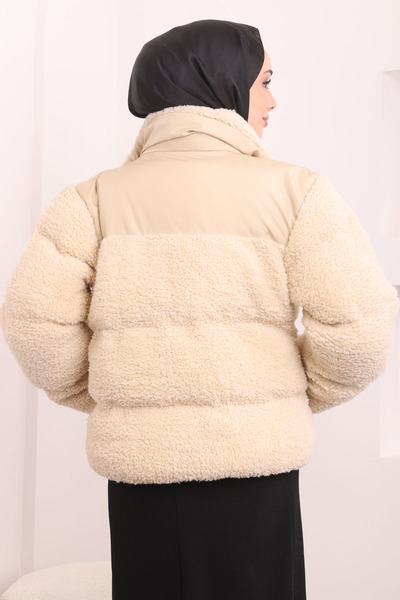 İmajButik Λούτρινο κοντό παλτό με τσέπες βιζόν