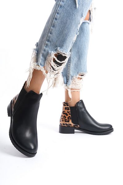Moda Değirmeni Black-Leopard Γυναικείες Μπότες BG1001-116-0005