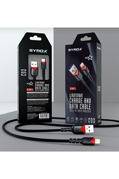 Syrox Iphone Şarj Lightning 2,0 A Uyumlu Hızlı Şarj Ve Data Kablosu Kopmaz Yırtılmaz Hasır Örgü
