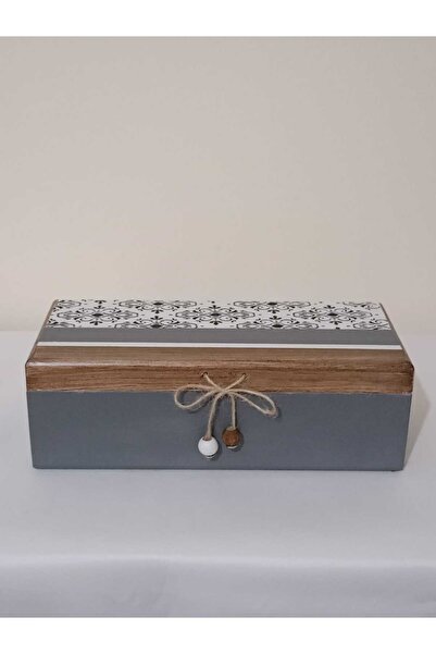 Genel Markalar Elegant Çok Amaçlı Antrasit Dekoratif El Boyaması Kutu 28x12,5...