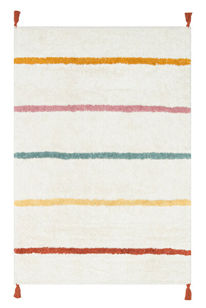 Vog Halı Bonny Çocuk Odası Halısı Çizgili Çok Renkli Yıkanabilir Kaydırmaz Ta...