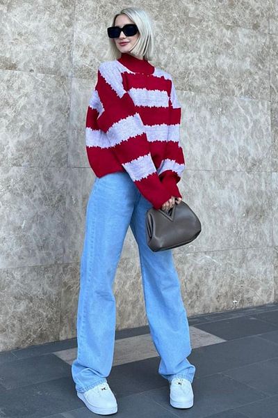 Madmext Pulover oversize cu model liliac Mg1205