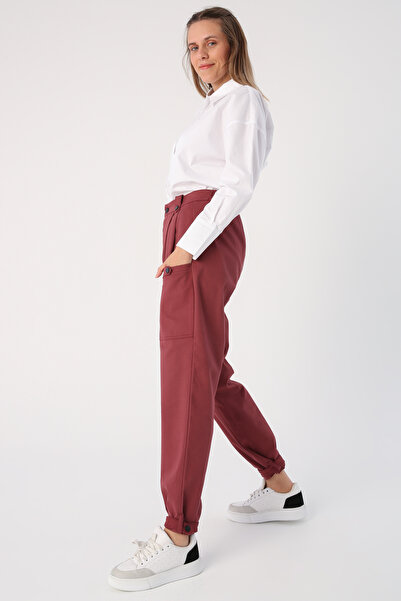 ALLDAY Dusty Rose Cotton Epaulette Detailed Snap Fasten Cargo Trousers