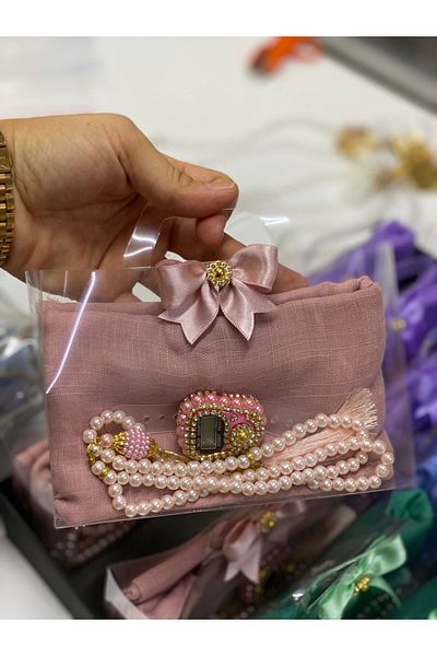 Azra 10-Pack Women's Umrah - Hajj Gift Set, Cotton Cheesecloth, Glass Pearl Prayer Beads and Stone Chanting