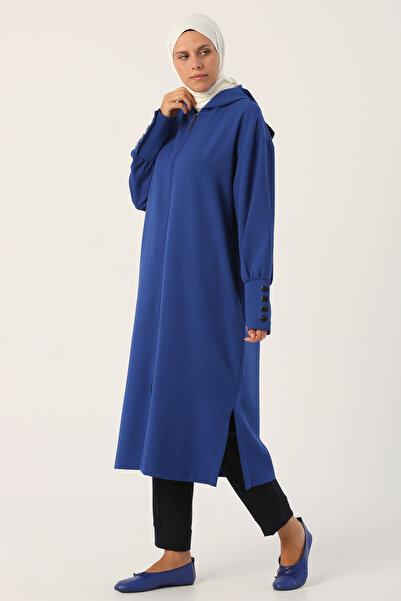 ALLDAY Saks Hooded Zippered Comfortable Cardigan