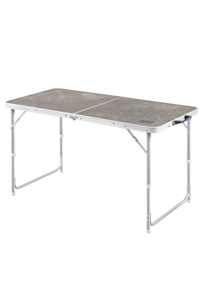 HAEGS Portatif Kamp Masası 3 Yükseklik Ayarlı Katlanır Alüminyum Piknik Masası 120x60 Mermer Desenli