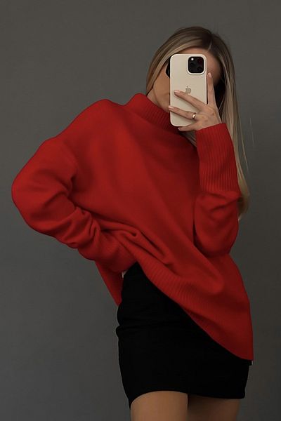 Madmext Mad Girls Roter Rollkragenpullover Mg1252