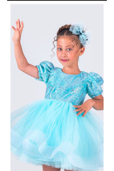 zeyamoda kids Pul Payetli Tütülü Kız Çocuk Elbise