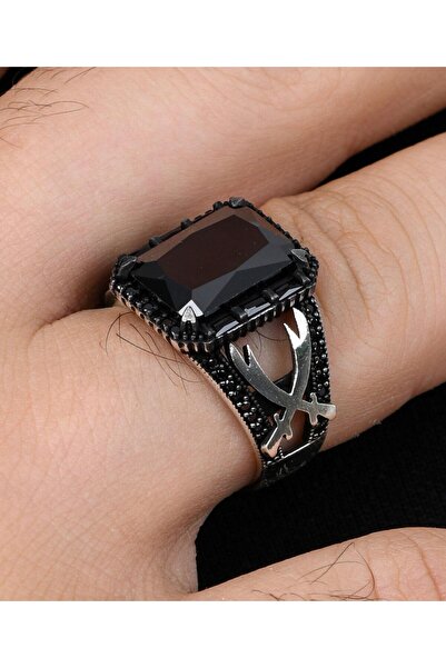 Prestige Zülfikar Siyah Zirkon Taşlı 925 Ayar Gümüş Erkek Yüzüğü