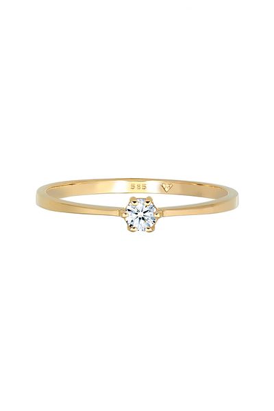 ELLI Ring Solitär Verlobung Diamant 0.11 Ct. 585 Gelbgold