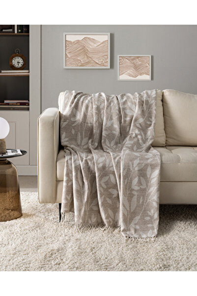Madame Coco Tapis Tek Kişilik Pamuklu Battaniye - Bej/Krem