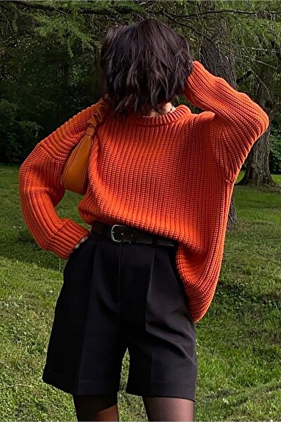 Madmext Pulover de bază cu guler de bicicletă portocaliu Mg1264