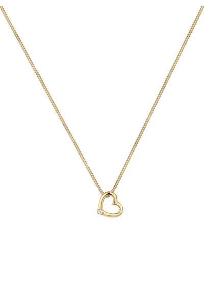 ELLI Halskette Damen Herz-Anhänger Love Zart mit Diamant (0,015 CT.) in 925 Sterling Silber