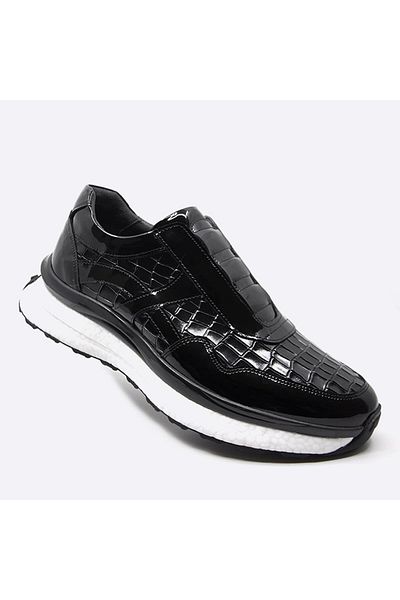 Fosco Men's Black Patent Leather Sneakers 2986 430 90