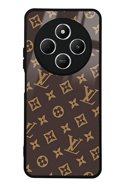 Spoyi Xiaomi Redmi 14C Kahverengi LV Tasarımlı Glossy Telefon Kılıfı