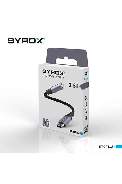 Syrox Dt23t-a Type-c To 3.5mm Jack Headphone Turner Aux Converter Adapter Straw Mesh Cable Sturdy