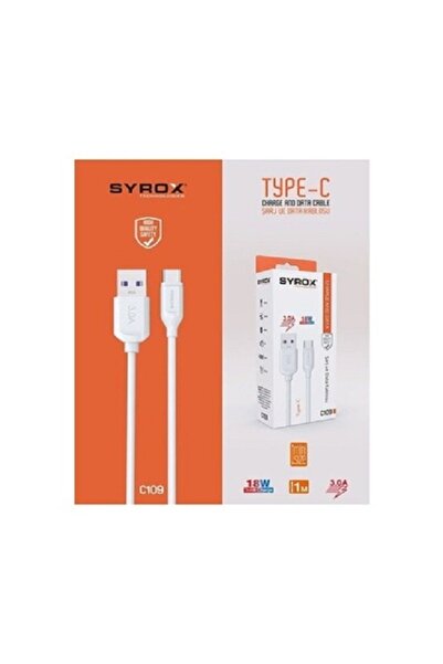 Syrox Type-c Girişli 18w 3.0a Hızlı Şarj Ve Data Kablosu