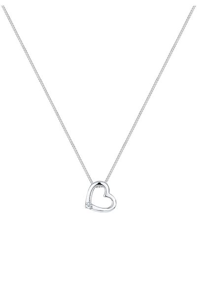 ELLI Colier pentru dama pandantiv inimă dragoste delicată cu diamant (0,015 ct.) în argint 925