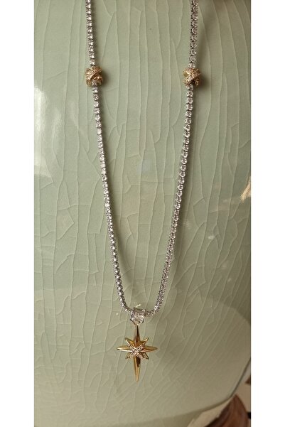 AKSESUARIM ZİRKON TAŞLI, KUTUP YILDIZI ŞIK KARARMAYAN PREMİUM KOLYE(UZATMA APARATI İLE GÖNDERİLECEKTİR)