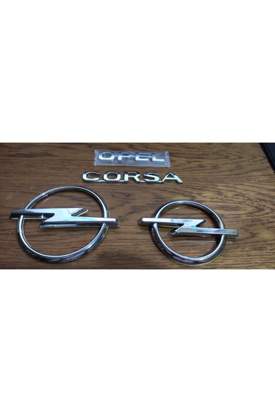 restinal OPEL CORSA BAGAJ YAZISI CORSA B ÖN ARMA ARKA BAGAJ ARMASI LOGO AMBLEMİ 4LÜ SET KROMAJ